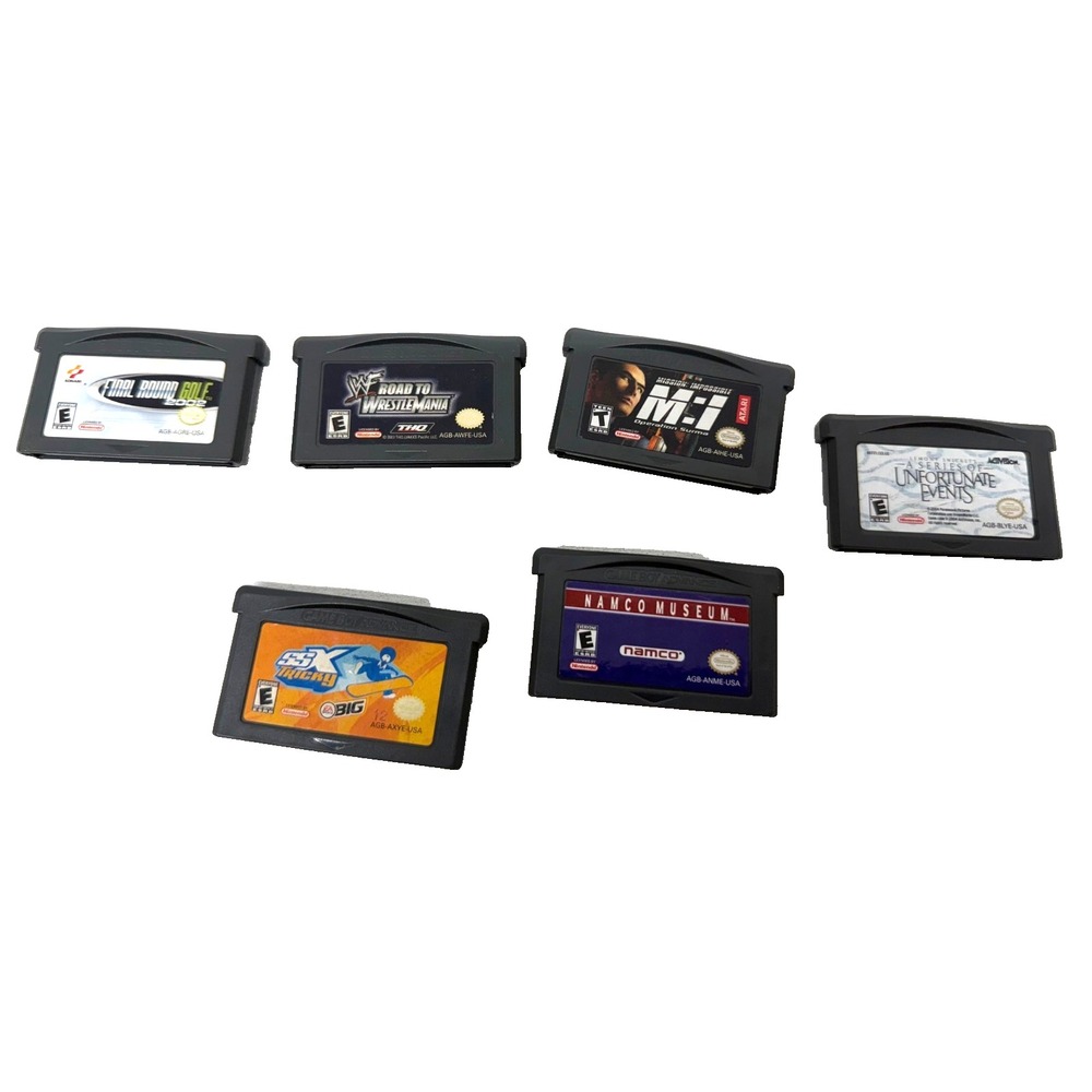 6x NINTENDO GAME BOY ADVANCE GAMES; WF WRESTLE, MISSION IMPOSS, SSX TRICKY, GOLF